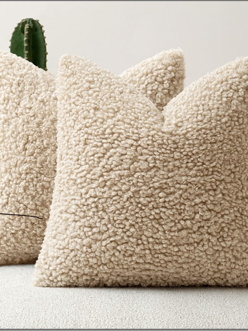 Plush Sherpa Accent Pillow in Cream